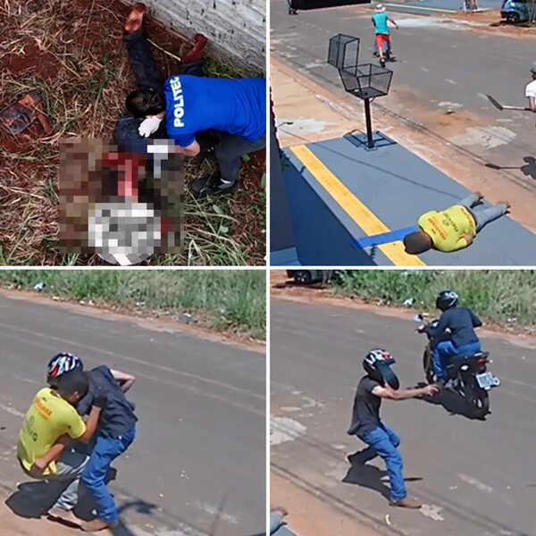 Vídeos impressionantes mostra homem atirando em trabalhador e sendo morto a golpes de facão em MT