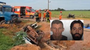 Identificados homens mortos em colisão fortíssima entre Strada e caminhão na BR-163; vídeo