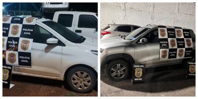 Ford KA da família recuperado pela DERF e carro usado pelos criminosos