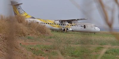 O avião da Voepass, na época Passaredo, que se acidentou em Rondonópolis