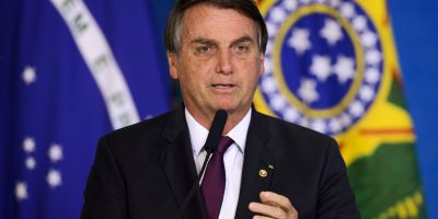 O presidente Jair Bolsonaro durante cerimônia alusiva à marca de 100 milhões de poupanças sociais digitais Caixa.