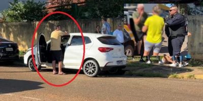 Primeira vítima aparece circulada; na sobreposição, a segunda vítima resgatada aparece com a esposa — Foto: RGT News